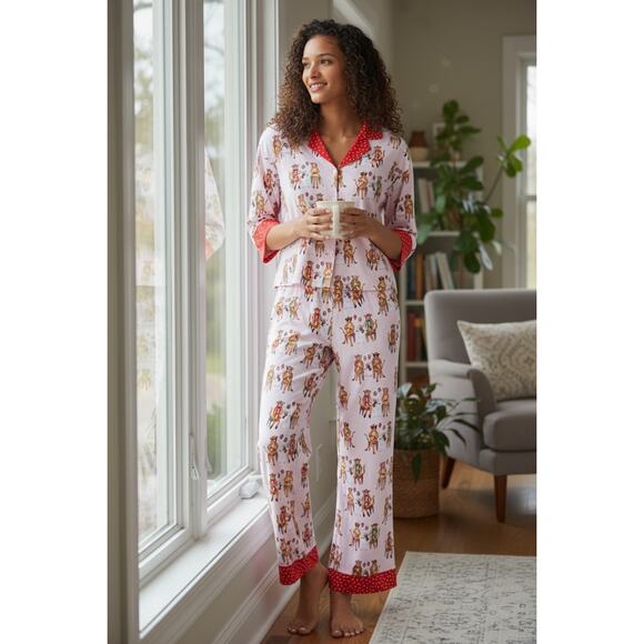 Women's Beauty Sleep Social Billie 3/4 Sleeve Cute Pajama Set Size XL - Picture 1 of 5